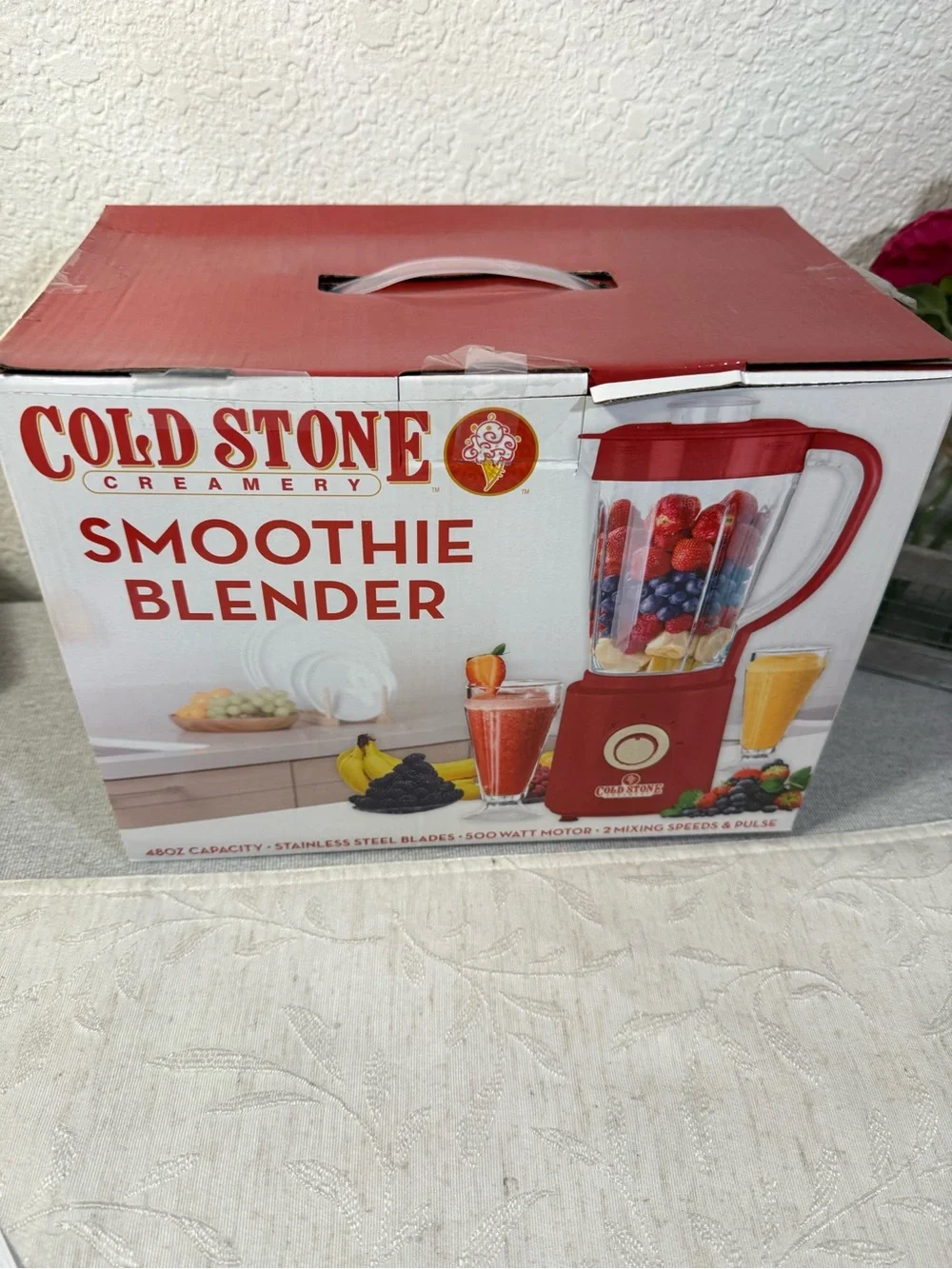 Cold Stone Creamery Red Smoothie Blender 48oz 500W 2Speed Pulse Partial Open Box